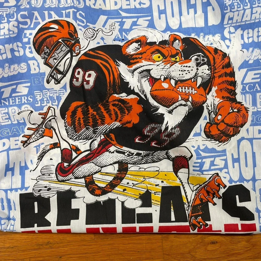 Vintage‎ 1988 NFL Jack Davis Blanket Teams Bears Raiders 49ers Giants Art 39x75